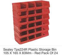 NEW Sealey 2x TPS8 steel Louvre panel & 72 xTps224R Red Plastic Storage Bin