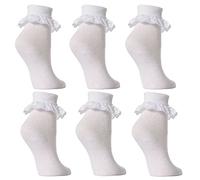 New season Baby/Girls frilly lace top socks white 6 pairs (UK 0-2.5 (6-12 months))