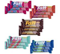 NEW SELECTION. Fatt Keto Snack Bars & Brownie - Variety Pack - 15 x Products - 5 Flavours - 2-3g Carbs - 100% Natural Snacks - Low Carb, Low Sugar, High Prebiotic Fibre, & Sweetener Free - FattBar
