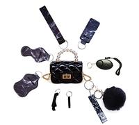 NEW Self Defense Keychain Keyring Set for Women and Kids, Safety Keychain Accessories Decoration, with Mini Handbag Personal Alarm Card Puller Wristlet
