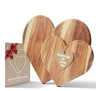 New - Set of 2 Heart Shaped Acacia Wood Cutting Boards - Valentine’s Day Gifts for Her, Romantic Dinner Decor, Charcuterie Boards for Treats, Durable & Elegant Kitchenware