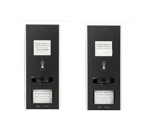New Set of 2 White Musk & Warm Vanilla Diffuser, Will Continuously Scent your Space, Leaving the Room Feeling Rich & Inviting, A Sophisticated Look on Any Shelf Around your Home - Black