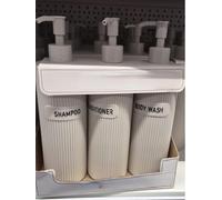 New Set Of 3 Natural Rib Reusable Dispenser Bottles, 520ml Capacity Per Bottle, Elevate the Aesthetic of Your Bathroom, Bring An Effortless Touch to Your Daily Routine.