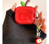 New Shaped TPU Protective Case for AirPods 4 Pro 2 Translucent Realistic Charm Design Green/Red for AirPods Gift with Leaf