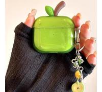 New Shaped TPU Protective Case for AirPods 4 Pro 2 Translucent Realistic Green/Red Gift Charm Design with for AirPods Leaf