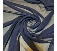 New Sheer Plain/Solid Poly Crepe Chiffon Semi Transparent 100% Polyester Dress Craft Fabric Material 45" - 112 cm Wide Sold As 1 Meter Pre - Cut Lengths (French Navy)