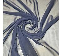 New Sheer Plain/Solid Poly Crepe Chiffon Semi Transparent 100% Polyester Dress Craft Fabric Material 45" - 112 cm Wide Sold As 1 Meter Pre - Cut Lengths (Dark Navy Blue)
