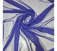 New Sheer Plain/Solid Poly Crepe Chiffon Semi Transparent 100% Polyester Dress Craft Fabric Material 45" - 112 cm Wide Sold As 1 Meter Pre - Cut Lengths (Navy)