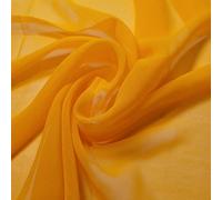 New Sheer Plain/Solid Poly Crepe Chiffon Semi Transparent 100% Polyester Dress Craft Fabric Material 45" - 112 cm Wide Sold As 1 Meter Pre - Cut Lengths (Mustard Yellow)