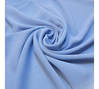 New Sheer Plain/Solid Poly Crepe Chiffon Semi Transparent 100% Polyester Dress Craft Fabric Material 45" - 112 cm Wide Sold As 1 Meter Pre - Cut Lengths (Denim Blue)