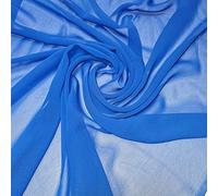 New Sheer Plain/Solid Poly Crepe Chiffon Semi Transparent 100% Polyester Dress Craft Fabric Material 45" - 112 cm Wide Sold As 1 Meter Pre - Cut Lengths (Royal Blue)