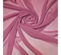 New Sheer Plain/Solid Poly Crepe Chiffon Semi Transparent 100% Polyester Dress Craft Fabric Material 45" - 112 cm Wide Sold As 1 Meter Pre - Cut Lengths (Dusty Pink)