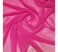 New Sheer Plain/Solid Poly Crepe Chiffon Semi Transparent 100% Polyester Dress Craft Fabric Material 45" - 112 cm Wide Sold As 1 Meter Pre - Cut Lengths (Hot Pink)