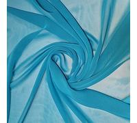 New Sheer Plain/Solid Poly Crepe Chiffon Semi Transparent 100% Polyester Dress Craft Fabric Material 45" - 112 cm Wide Sold As 1 Meter Pre - Cut Lengths (Teal)