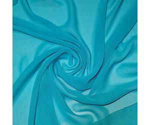 New Sheer Plain/Solid Poly Crepe Chiffon Semi Transparent 100% Polyester Dress Craft Fabric Material 45" - 112 cm Wide Sold As 1 Meter Pre - Cut Lengths (Turquoise)