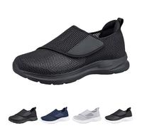 New Shoes for Edema and Swollen Feet Women Adjustable Strap Extra Wide Fit Orthopedic Breathable Diabetic Shoes for Ladies Elderly Swollen Pain Relief #001_Black Size 5