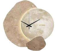 New Silent Moon Wall Clock Non Ticking Battery Operated with Adjustable Night Light Operated by USB/Batteries Suitable for decorating living rooms, bedrooms, studies, offices(Color:Autumn Moon Design)