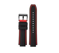 New Silicone Rubber mens Watchband Stripes strap Compatible With Timex E-tide Compass T2N720 T2N721 TW2T76300 TW2T76500 T45601 convex 16mm(Black red black)