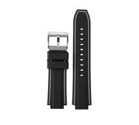 New Silicone Rubber mens Watchband Stripes strap Compatible With Timex E-tide Compass T2N720 T2N721 TW2T76300 TW2T76500 T45601 convex 16mm(Black gray silver)