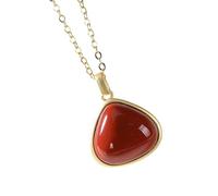 New Silver Natural Hetian Jasper Jade Chinese Style Retro Cold Light Luxury Pendant Blue Drop-Shaped Women Necklace (Gem Color : Red, Length : 45cm)