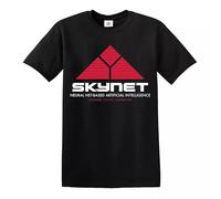 New Skynet Vintage Summer T-Shirt for Men Cyberdyne Retro Terminator Classic Top Tee Cotton Travel Party - Black - L