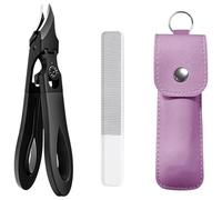 New Slanted Nail Clipper for Thick Nails, Overall Stainless Steel Ultra-Thin Sharp Splash-Proof Clipper, Extended Handle, One-Touch Locking Pliers (H)