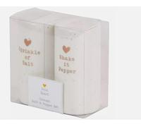 New Sleek Ceramic Gold Heart Detailing Salt and Pepper Shaker Set