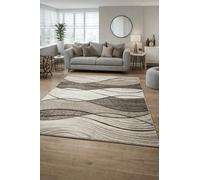 New Small Large Beige Brown Wave Design Area Rugs Mats Runners (160x220cm)