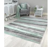 New Small Large Duck Egg Blue Silver Grey Wave Design Area Rugs Mats (66x230cm)