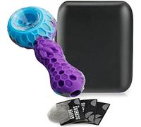 New Smoking Pipe, Silicone Pipe with a Spoon Thick Small Unbreakable Pipe Heat Resistant Chunky Beautiful Gift for Father Husband and Collector Enthusiast Easy Clean Anti-Block Desig (Blue Purple)