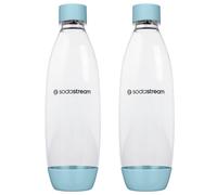 Sodastream 2 x Dishwasher Safe Fuse Bottles for Carbonator DUO, E-TERRA, ART, GAIA, Polyethylene Terephthalate (PET), Baby blue light, 1 litro