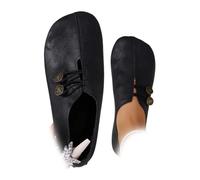 New Soft Leather Ladies Flat Shoes,Orthopedic Loafers for Women,Comfortable Soft Flats Sandals Slip-On Shoes (Black 2,5)