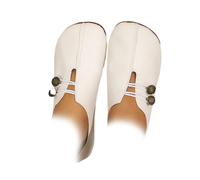 New Soft Leather Ladies Flat Shoes,Orthopedic Loafers for Women,Comfortable Soft Flats Sandals Slip-On Shoes (White,4)