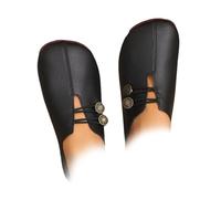 New Soft Leather Ladies Flat Shoes,Orthopedic Loafers for Women,Comfortable Soft Flats Sandals Slip-On Shoes (Black,4.5)