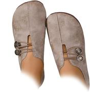 New Soft Leather Ladies Flat Shoes,Orthopedic Loafers for Women,Comfortable Soft Flats Sandals Slip-On Shoes (Light Brown,4)