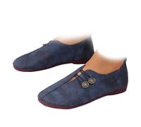 New Soft Leather Ladies Flat Shoes,Orthopedic Loafers for Women,Comfortable Soft Flats Sandals Slip-On Shoes (Blue,7)