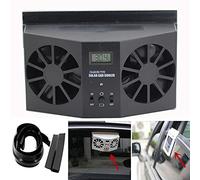 New Solar Air Conditioner,2W Solar Powered Auto Air Vent Cool Fan Cooler Ventilation System Radiator, with Temperature Display,Black
