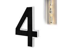 New Solar House Numbers for Outside, Upgrade Light Up Address Numbers for House, Waterproof LED Illuminated Modern Address Sign, No Drill Adhesive or Screw Mount Dusk to Dawn, Decoration (Style 4,L)