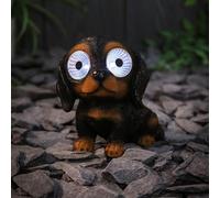New Solar Powered Big Eyed Dog, Cools White LEDs, Auto On At Dusk, Rechargeable Battery Included, Add A Cute And Decorative Lighting Piece to Your Garden - Dachshund