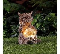 New Solar Powered Charming And Stylish Black Finish Highland Cow With Crackle Ball Solar Light Garden Ornament Ideal For Gardens, Pathways, Patios, And Driveways Any Outdoor Decor -G14