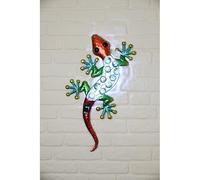 New Solar Powered Gecko Wall Art - Colorful Outdoor Decor with 10 Cool White LED Lights, Solar Garden Ornament for Wall or Fence, Ambient Glow for Yard, Patio, and Garden A-69