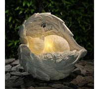 New Solar Powered Memorial Cat on Wings, Cool White LEDs, No Wiring Required, Auto-On At Dusk, Rechargeable Battery Included, Ideal for Paths, Borders, and Flowerbeds.