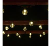 New Solar Powered String Lights with 50 Warm White LED Colour, Rechargeable Battery Included, Add Character & Create an Inviting, Ambient Glow in Your Garden At Night -B01