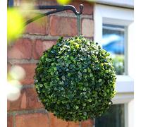 New Solar Powered Topiary Ball with White LED Lights, 28cm - Outdoor Garden Decorative Feature with 20 Ultra Bright LEDs, Weatherproof, Rechargeable Battery & Hanging Loop for Patio A-36