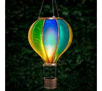 New Solar Powered XXL Hot Air Balloon, Realistic Flame Effect Ultra Bright LEDs, Rechargeable Battery Included, No Wiring Needed - Blue - Diameter: 30cm (Approx.) -B01