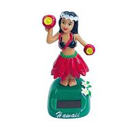 New Solar Swinging Hawaiian Girl Doll Car Creative Ornaments, Swinging Bobble Hawaiian Hula Girl Hula Dancer Shaking Head Doll(Red)