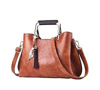 New Solid Color Women's Fashion CrossShoulder Handbag Cowhide Purses And Handbags (Khaki, One Size)