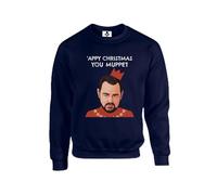 New Spirit Original Appy christmas you muppet, Danny D, Xmas Festive Winter Meme British Unisex Funny Adults Sweatshirt Jumper Navy