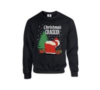 New Spirit Original Christmas Cracker, Xmas Winter Festive Santa Silly Joke Humour Comedy Unisex Funny Adults Sweatshirt Jumper Black