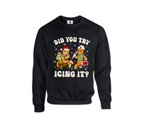 New Spirit Original Did you try icing it? gingerbread meme novelty silly christmas xmas festive santa Unisex Funny Adults Sweatshirt Jumper Black